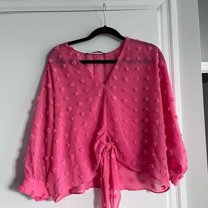 Textured knotted Blouse - Pink